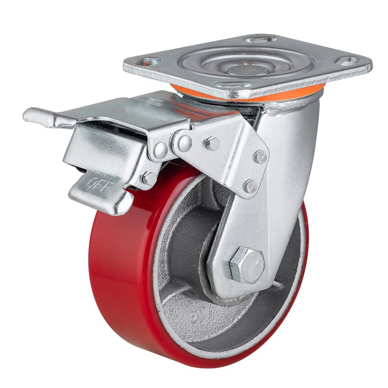 Heavy Casters PU on Cast Iron Flat Tread